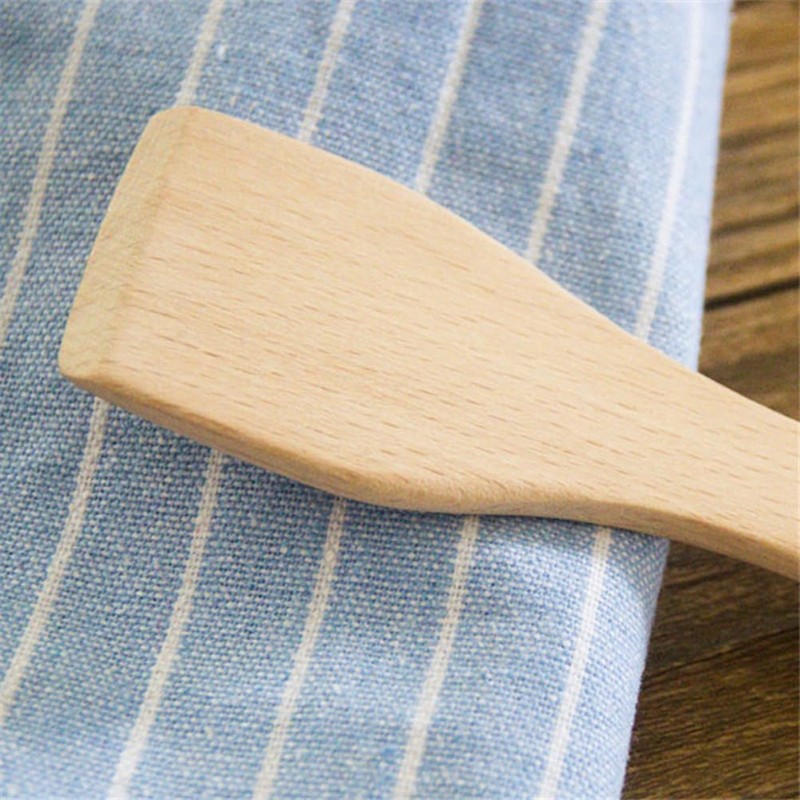 DOITOOL 4pcs Small Beech Butter Spatulas Non- Stick Wooden Turner