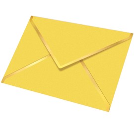 AVERZELLA 30 Pack 5x7 Envelopes for Invitations, 250g Yellow Business Mailing Envelopes with Gold foil V Flap & Seal, A7 Gold Envelopes for Wedding Thank You Gift Cards Birthday Baby Shower (Yellow)