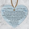Paw Prints Left by You Memorial Heart Plaque with Inspirational