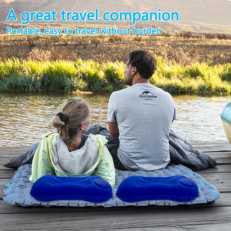 Mudoulu Inflatable Pillow for Travel, Ergonomic Self-Inflating Cushion with Press