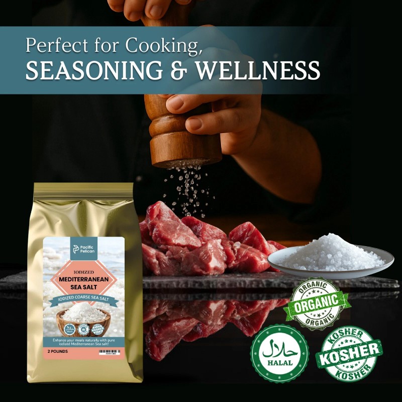 Pacific Pelican Iodized Mediterranean Sea Salt – 2 Pounds –