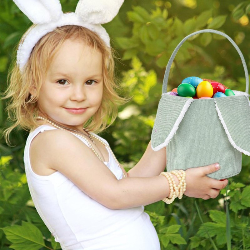 Long Ear Easter Buckets - Bunny Plush Egg Hunt Basket