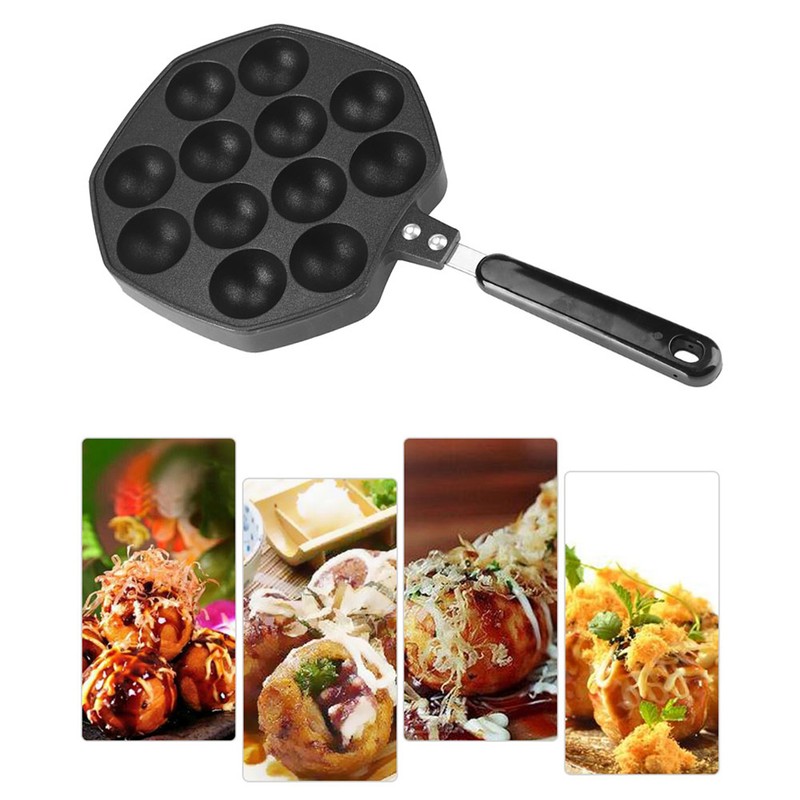 12 Cavities Aluminum NOn stick Takoyaki Grill Pan Plate Octopus