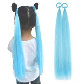 Blue Ponytail Extension, 20 inch Colored Hair Extensions Colorful Tinsel Ponytail Extension, Crazy Hair Day Festival Hair Extensions, Rave Hair, 2 Packs Wacky Hair