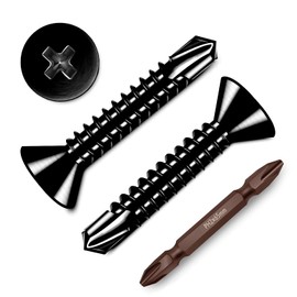 Dayalo Pack of 50 4.8 x 38 mm Self-Drilling Screws Black Countersunk Screw Metal Screws Self-Tapping Screws Stainless Steel Drilling Screws Phillips with Drill