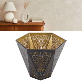 Metal Etching Lamp Shades, Barrel Metal Lampshade Black Drum Lampshades with Hollow Carved Design Easy Assembly Required Light Accessories for Table Lamp Floor Lamp Pendant Light Lamp