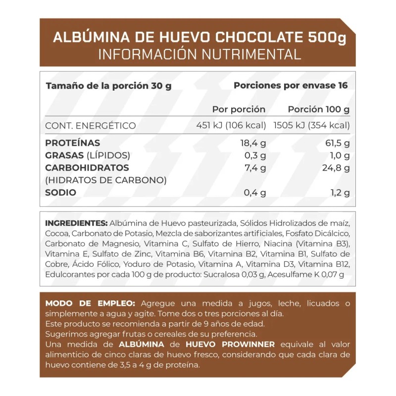 Suplemento Albumina De Huevo (500 Gr) - Prowinner
