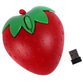 Wireless Mouse Cute Strawberry Shape Dual Mode (2.4G+Bluetooth) Lightweight Portable 3-button Silent Cordless Optical Mice, Ambidextrous for PC Tablet Laptop MacBook Girl Woman Children Gift(Red)