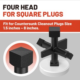 Ximoon 6 Way Cleanout Plug Wrench Replacement for Pasco J40042 Plumbing Wrench, Heavy Duty Iron Countersunk Clean Out Plugs Drum Traps Plumbing Tool - Black