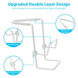 Achenyu Sink Caddy Sink Sponge Holder - Faucet Rack Shower Tray - Kitchen and Bathroom Metal Organizer Hanging Fix Around Faucet