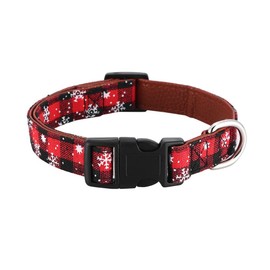 Christmas Dog Collar, Adjustable Soft Puppy Collar with Bow Tie, Breakaway Dog Collar with Snowflake Pattern for Festival, Cute Pet Collar with Quick Release Buckle for Small Medium Large Dog, Red