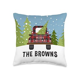Brown Family Name Gifts Christmas Home Decor Family Throw Pillow, 16x16, Multicolor