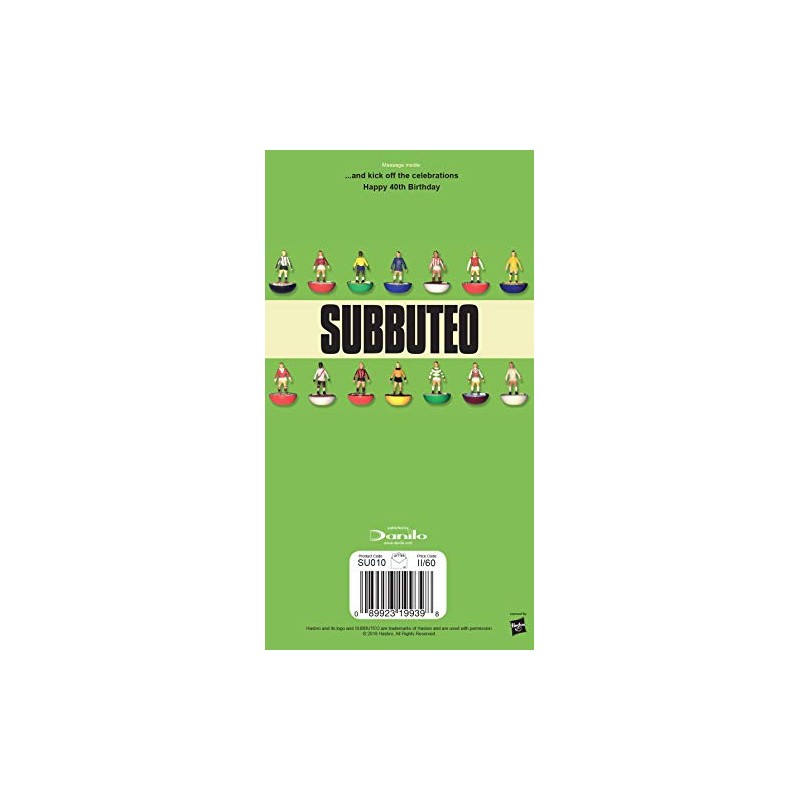 Subbuteo 40th Birthday Card