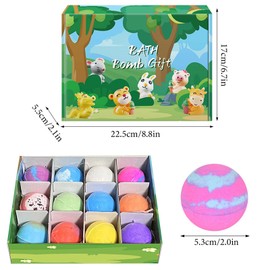 Bath Bombs Children with Animal Surprise, Pack of 12 Bath Bombs Gifts for Children, Natural Organic Bath Bombs as Bath Additive, Bath Pearls Foam Bath Bombs Gift Ideas for Girls Boys Christmas