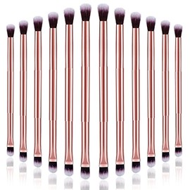 12 Brochas de Sombra de Ojos 2 en 1 de Doble Punta, Brocha Correctora para Debajo de Los Ojos, Aplicador de Maquillaje para Mezclar Sombra