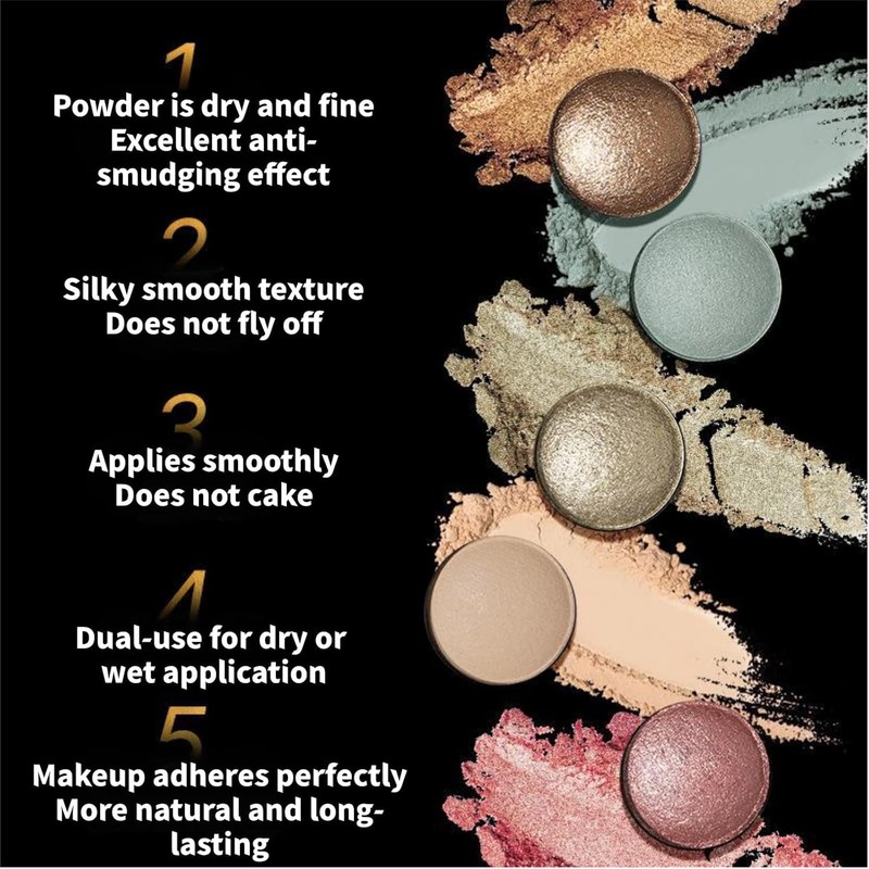 Baked Eye Shadow Makeup Palette, 16 Colors, High Color, Long