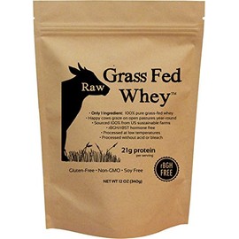 Raw Grass Fed Whey - Happy Healthy Cows, COLD PROCESSED Undenatured 100% Grass Fed Whey Protein Powder, GMO-Free, 12 oz by Raw Grass-Fed Whey