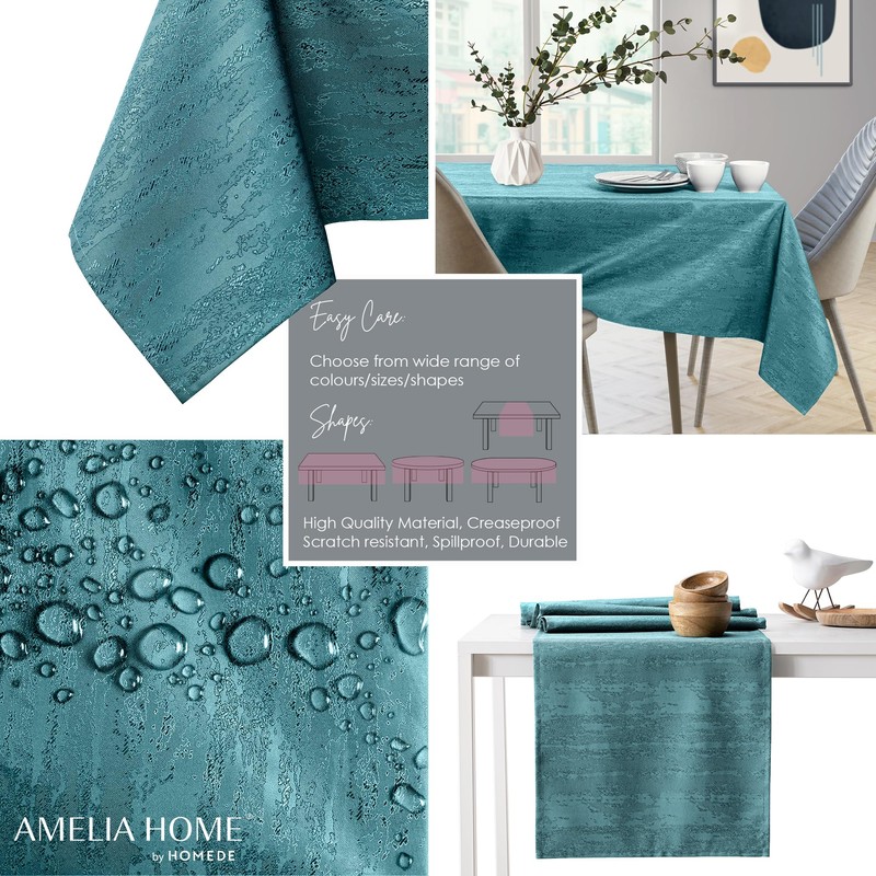 AmeliaHome Tischdecke oval 140x180 cm Tischtuch Tafeldecke Fleckschutz Lotuseffekt Abwaschbar