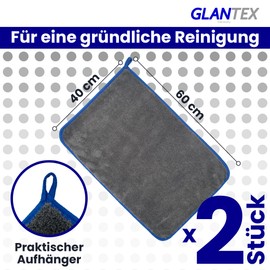 GLANTEX 2 x Extra Large Absorbent Microfibre Cloth, 1200 GSM, Paint-Friendly Microfibre Polishing Cloth, Lint-Free Microfibre Cloth for Car Care, Microfibre Cloth Car Polishing, 60 cm x 40 cm