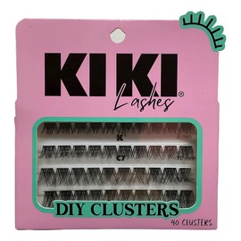 Kit de Pestañas DIY KIKI Lashes, 40 Clusters, Delineador Ultra Mate Negro IVY y Pegamento Bond & Seal, 5ml - Dos modelos disponibles (C7)