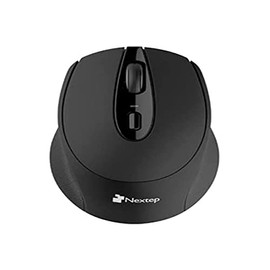 Nextep NE-410E Mouse Inalámbrico Ergónomico USB 1600 dpi, Batería Incluida, Color Negro