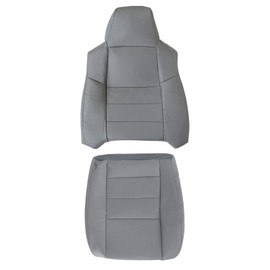 NLQR Driver Side Bottom & Top Back Replacement Seat Covers Microfiber Leather Gray Compatible with Ford F250 F350 F450 F550 Lariat 2002 2003 2004 2005 2006 2007
