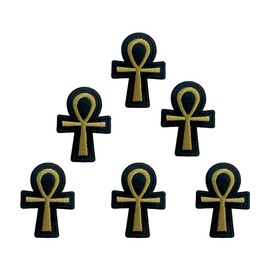XUNHUI Gold Ankh Patch for Clothing Iron On Symbol Embroidered Sew Applique Cute Patches Fabric Clothes Badge Garment DIY Apparel Accessories for Women Men 5Pieces