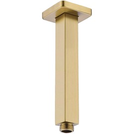 HOMYEP Shower Arm with Flange 8 Inch Square Shower Arm Extension for Rainfall Shower Head, Ceiling Mount Straight Shower Arm, SUS304 Stainless Steel, Brushed Gold