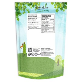 Food to Live Organic White Quinoa Flakes, 12 Ounces – Non-GMO Pressed Seeds, Vegan, Kosher, Bulk, Quick-Cooking, Perfect for Cooking, Baking, Oatmeal, and Breakfast Cereals