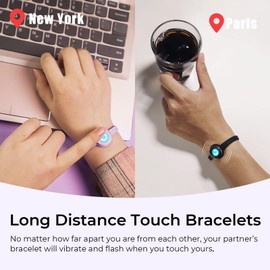 TOTWOO Candy Long Distance Touch Couple Bracelets-Colorful Vibration & Light up for Love Couples Bracelet | Long Distance Relationship Gifts for Girlfriend Bluetooth Pairing Jewelry