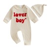 Lesimsam Newborn Infant Baby Boy Valentines Outfit Letter Embroidery Long