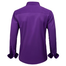 J.VER Men's Dress Shirts Solid Long Sleeve Stretch Wrinkle-Free Formal Shirt Business Casual Button Down Shirts Dark Purple XXL