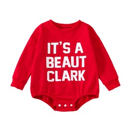 Ayalinggo Baby Girl Boy Christmas Outfit My First Christmas Sweater Sweatshirt Shirt Bubble Romper Onesie Santa Clothes (red It's a Beaut Clark, 0-3 Months)