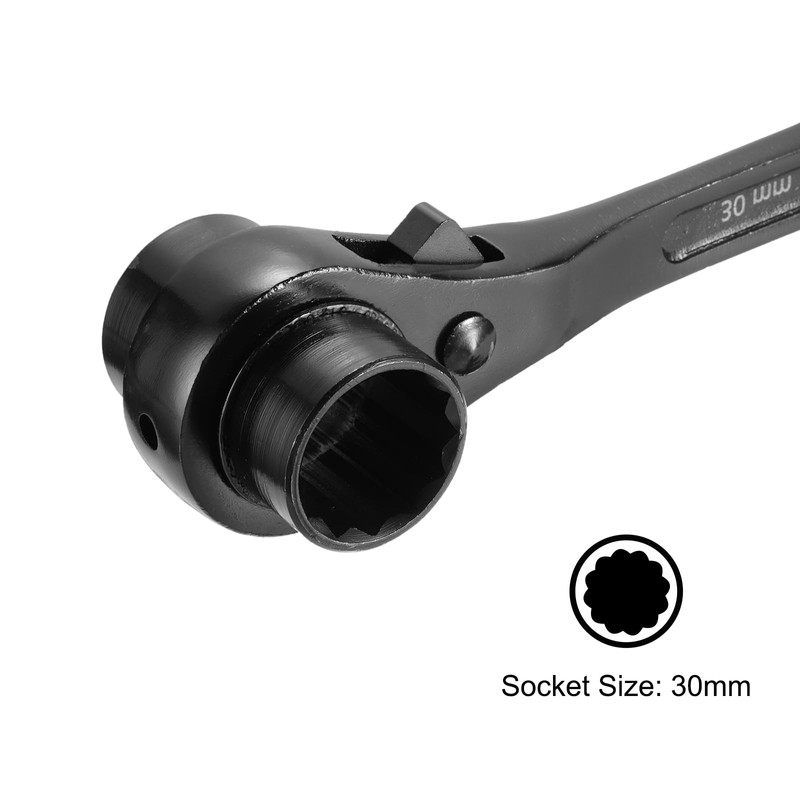 uxcell 30 x 32mm 12-Point Scaffold Podger Ratchet Spanner Ratcheting