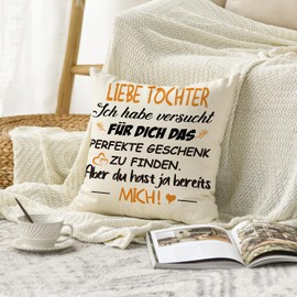 TArtoid Mode Gift For Daughter Cushion Cover, 45 x 45 cm, Best Child Birthday Gifts from Dad, Mum, Love, Decorative Cushion Cover, Cushion Decoration