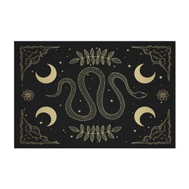 Osimiccp Snake Rug for Living Room,5'x7' Non Slip Gothic Rug for Bedroom,Black Cool Printed Moon Rug Home Decor