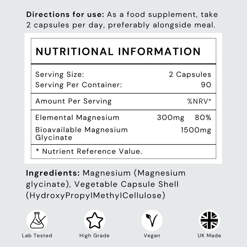 Magnesium Glycinate Capsules 1500mg - Magnesium Bisglycinate High Strength Sleep
