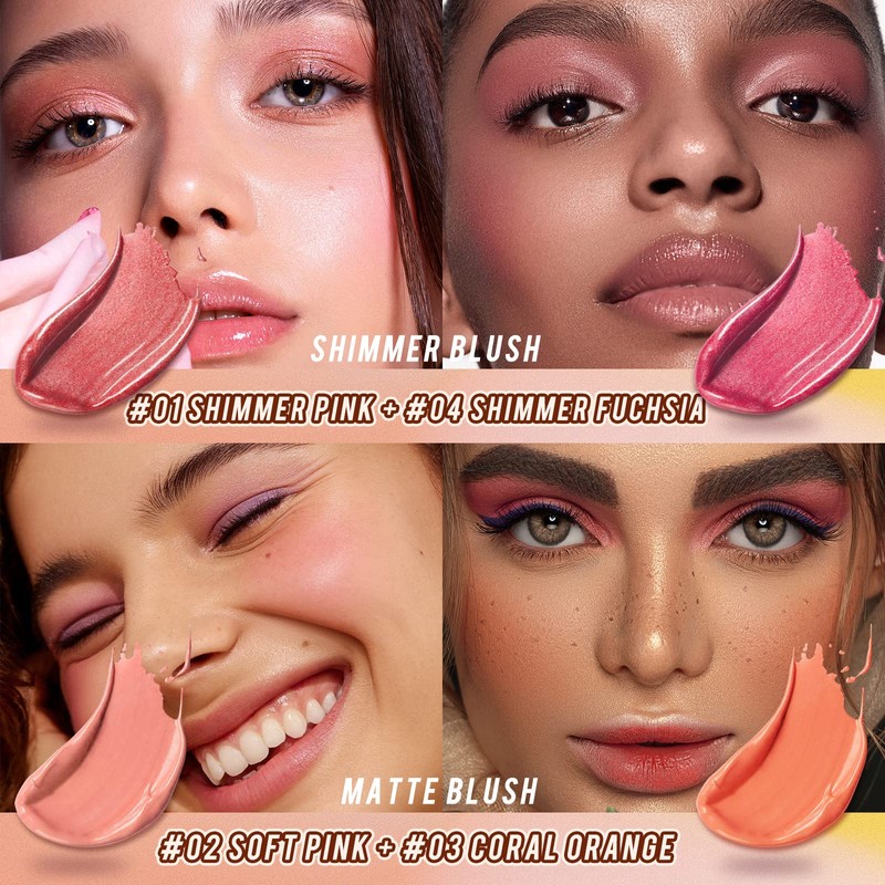 LSxia 2 Pcs Cream Blush Sticks - Natural & Matte,