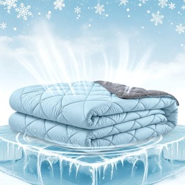SLEEPHORIA Cooling Comforter Queen Size for Hot Sleepers & Night Sweats, Luxury Lightweight Breathable Bedding, All-Season Cool Blanket for Bed, Reversible Cold & Soft Touch (Blue & Dark Grey)