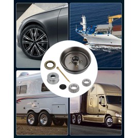 SCITOO Wheel Hub Wheel Bearing Assembly fit Boat Trailer Brake Drum Kit 5-4.5 Bolt Circle Wheel Hub Kit 10 x 2-1/4 3500lb Axle 5 Bolt Greased Bearings 68149 & 44649 Black 0 Wheel Hub Bearings 1pc