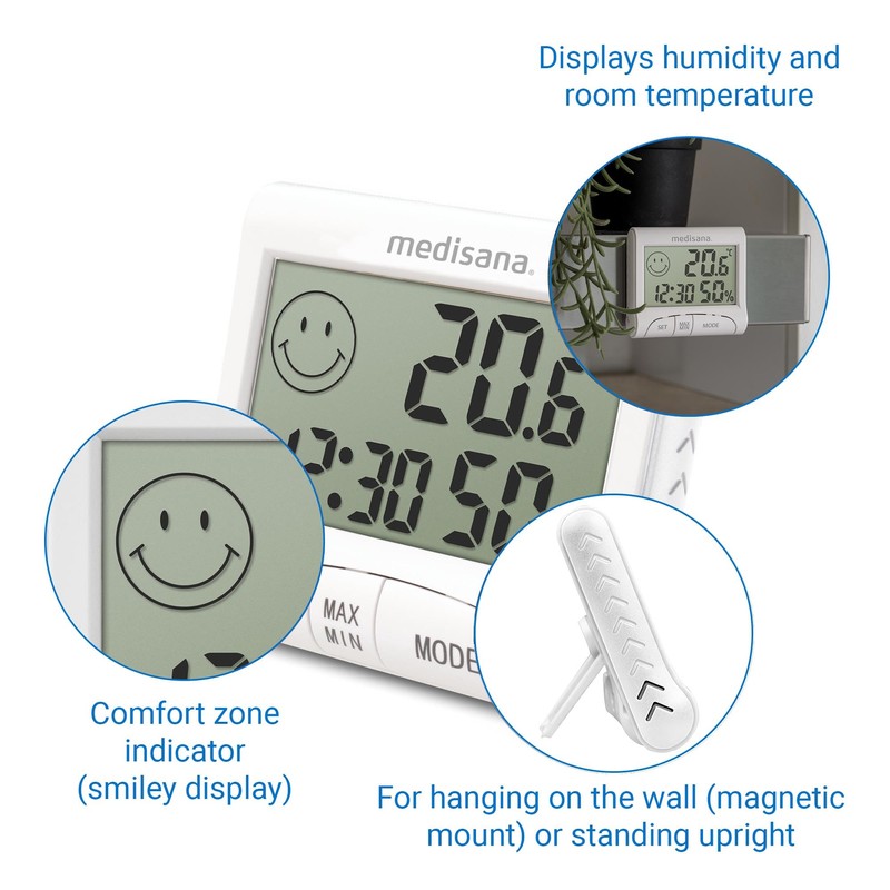 Medisana HG 100 Indoor Digital Hygrometer, Thermometer with Humidity, Room