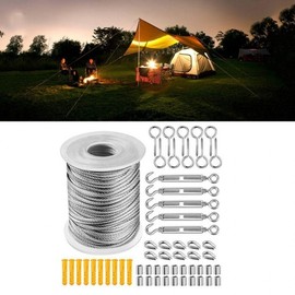 30m Stainless Steel Clothesline Wire Rope with Hooks for Outdoor Multi-purpose Drying 30m