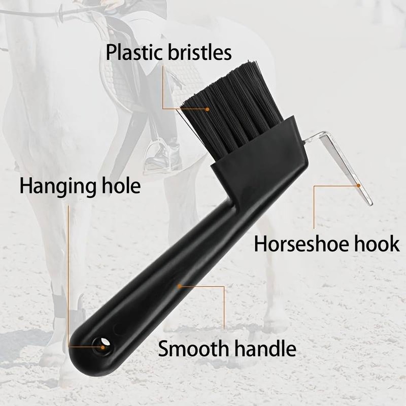 AIMALL Horsegear Supplies - Horseshoe Hook and Brush Set, Horseshoe