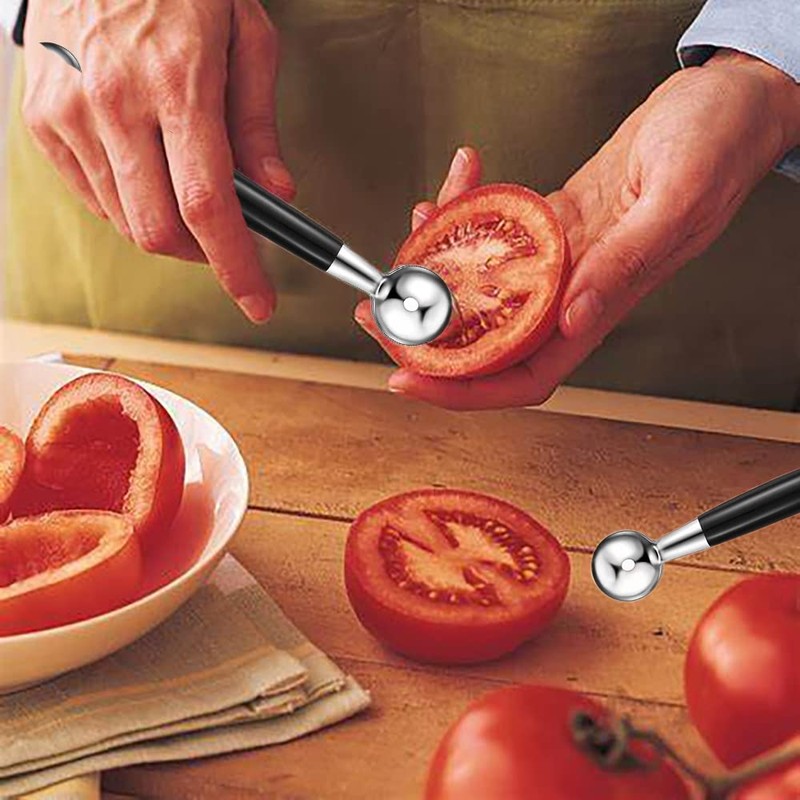 2 x double-sided melon scoop, stainless steel melon spoon, ball