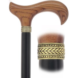 Derby Comfort Cane with Stained Ash Wood Handle, Black Beechwood Shaft | Derby Handle Walking Cane for Men and Women Sturdy Walking Stick for Hiking (Brown Espresso Handle, Standard to Larger Hand)