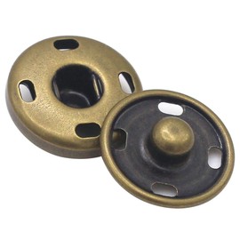 30 Sets Antique Brass Sew On Snap Fasteners Metal Snap Button Rust Proof Press Studs (15mm)