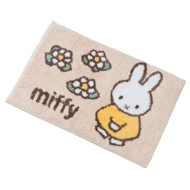 Senko 58344 Miffy Flower Road Bath Mat, Approx. 15.7 x 23.6 inches (40 x 60 cm), Gift Box with Obi, Beige, Non-Slip, Character Cute,