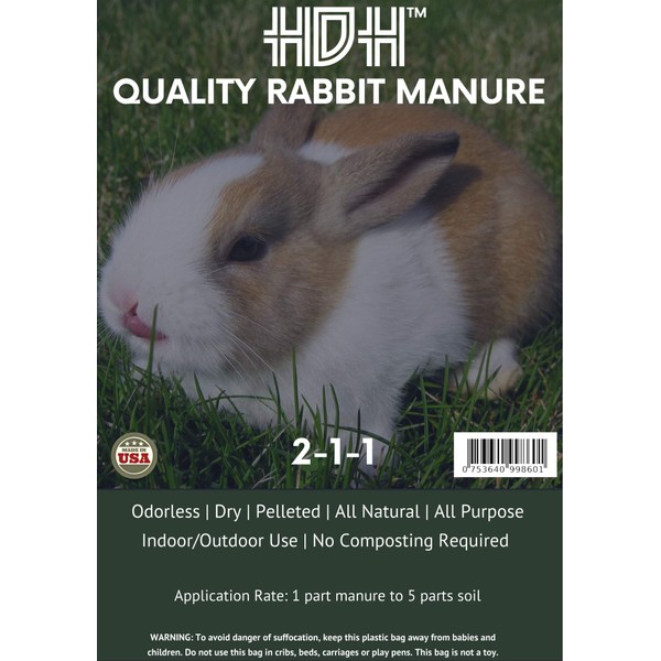 HDH Quality Rabbit Manure 2-1-1, 10 lb Bag of Dry