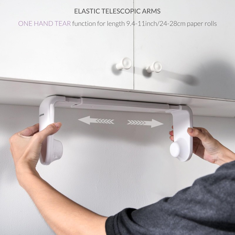 simpletome Kitchen Roll Holder One Hand Pull Adaptive Tension Arm