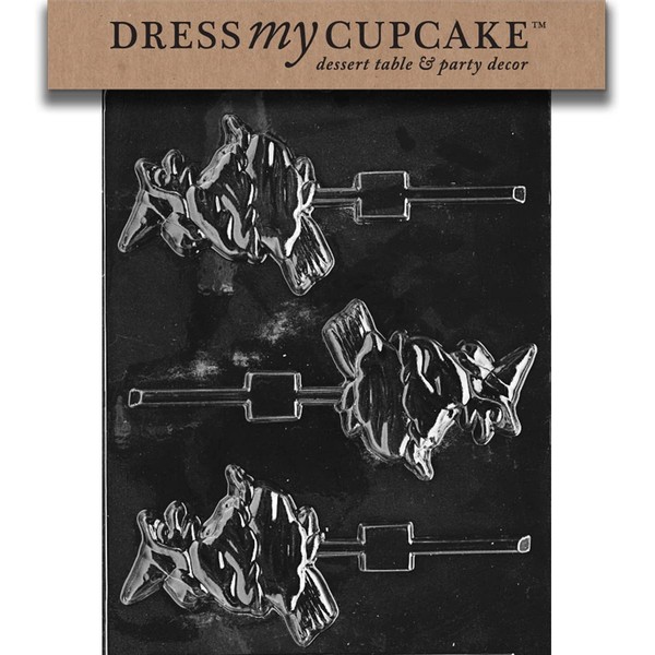 Dress My Cupcake DMCH076 Chocolate Candy Mold, Witch on Broom Lollipop, Halloween